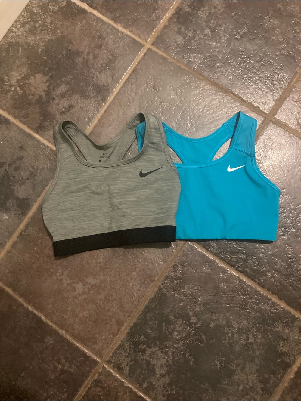 Nike Women's Sports Bra Pair - Gray and Teal Size S